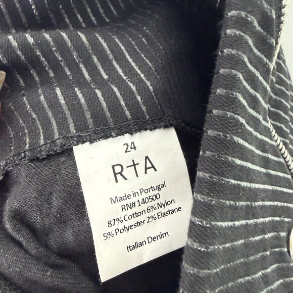 RtA Diavolina Metallic Pinstripe Pants Foldover Ankle Revolve Black Size 24 EUC - Picture 16 of 16